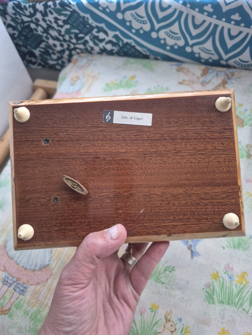 🌙Vintage Italian Sorrento Marquetry Music Box Burlwood COMPLETE W/ KEY Plays - Picture 5 of 10
